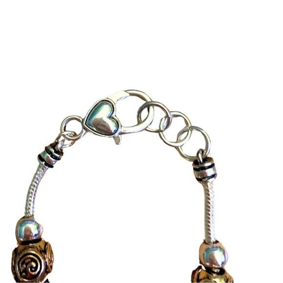 Silver Gold Sparkle Heart Lucky Clover Charm Bracelet - Picture 2 of 7